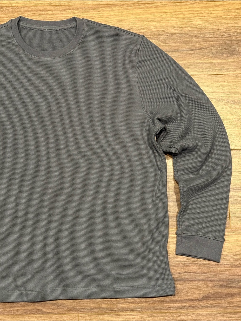 Lululemon Cotton-Blend Waffle Knit Long-Sleeve Shirt in Gray Size XXL - Picture 4 of 10